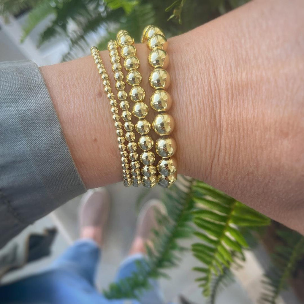 18K Gold Filled Beaded Bracelet: Water Resistant, Gym & Swim Wear