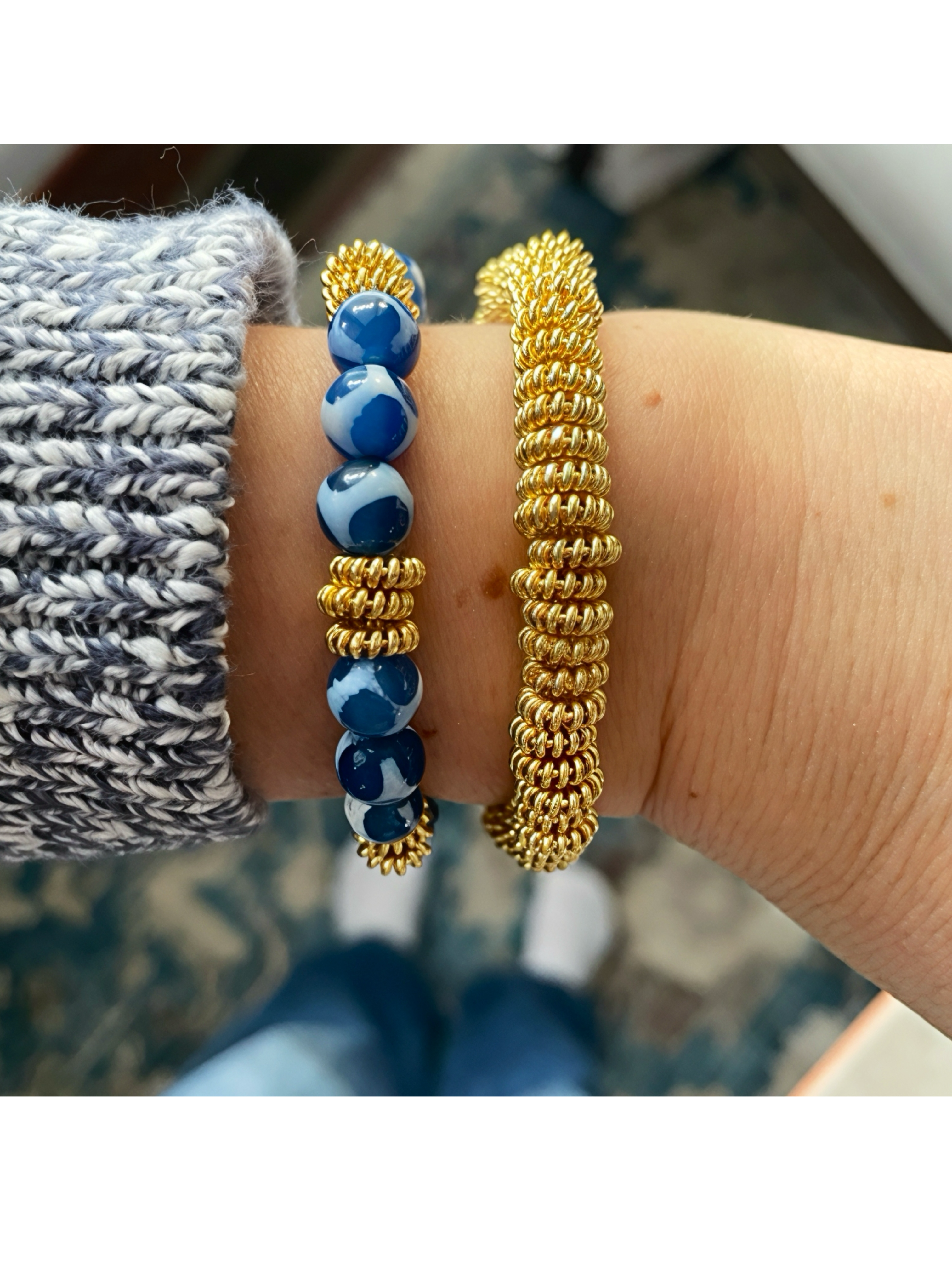 Tibetan Spotted Agate Stretch Bracelet