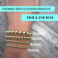 18K Gold Filled Beaded Bracelet: Water Resistant, Gym & Swim Wear