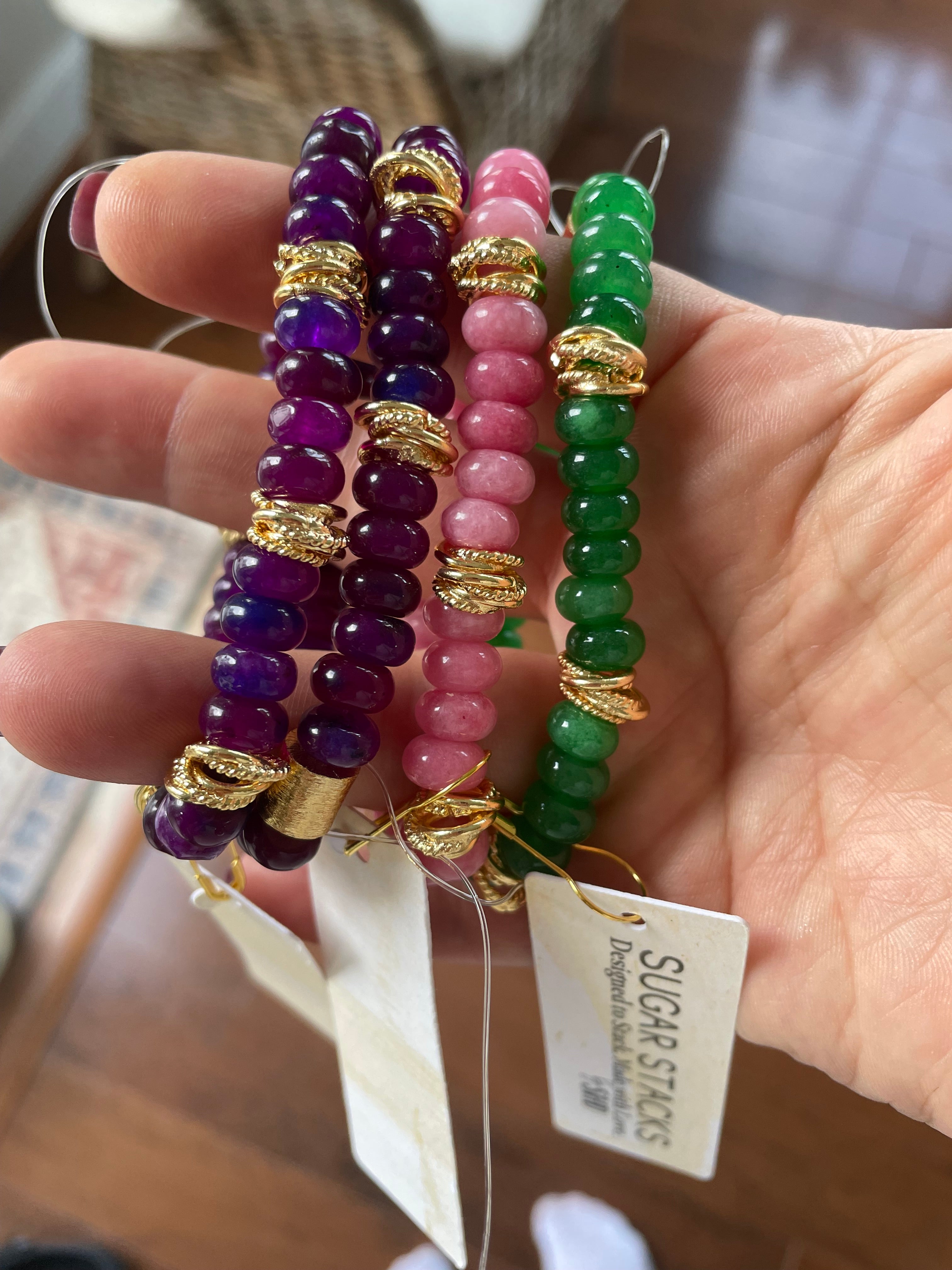 Gemstone Bead Stretch Bracelet - Pick your Color