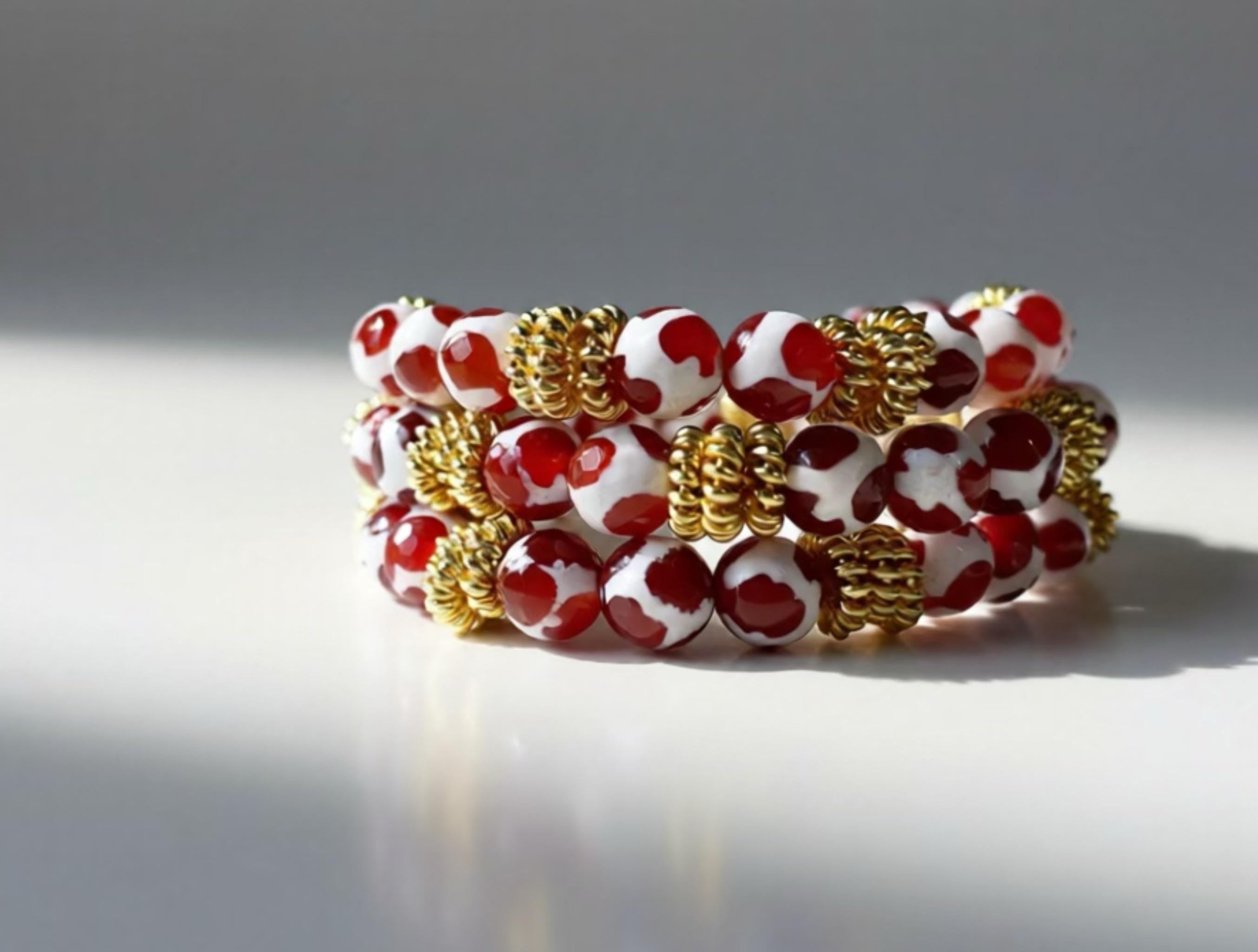 Tibetan Spotted Agate Stretch Bracelet