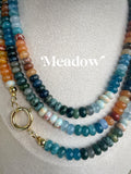 Gemstone Beaded Necklace: 18k Gold Plated Clasp, Jade Opal Quartz