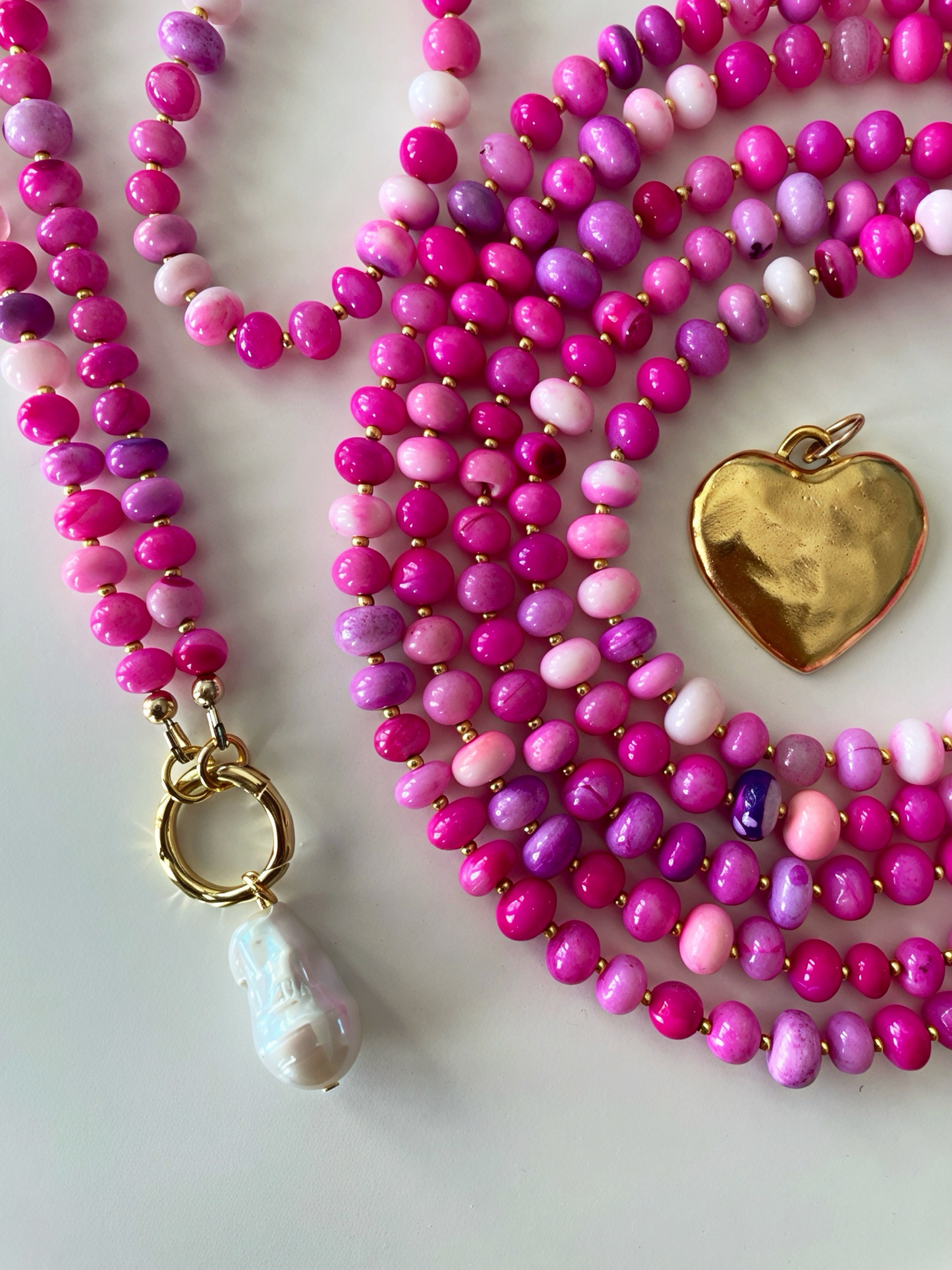 Opal Candy Beaded Necklace Colorful Gemstone Easy Clasp Charm