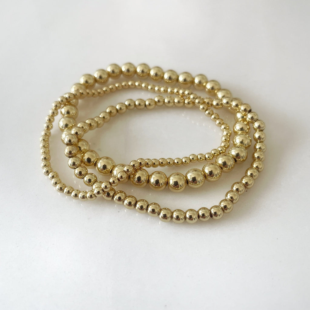 18K Gold Filled Beaded Bracelet: Water Resistant, Gym & Swim Wear