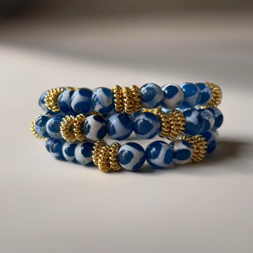 Tibetan Spotted Agate Stretch Bracelet