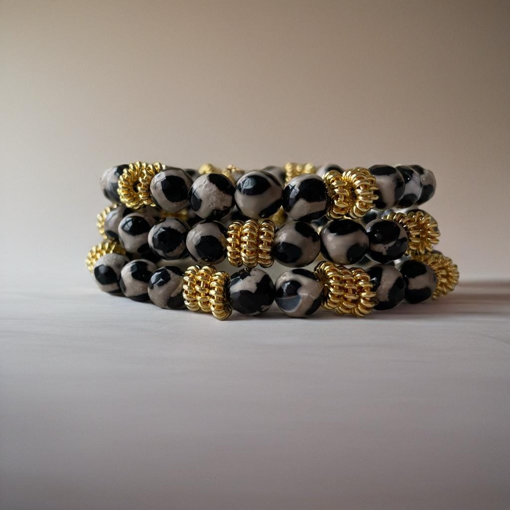 Tibetan Spotted Agate Stretch Bracelet