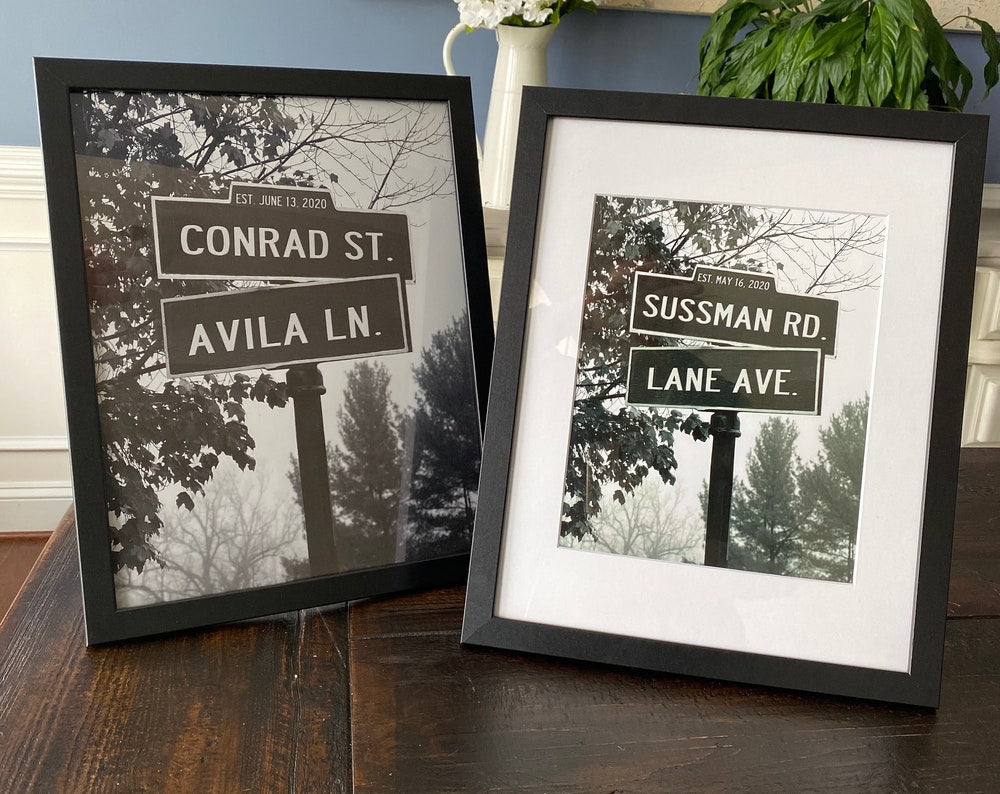 Intersection Love Road Sign Print - Framed